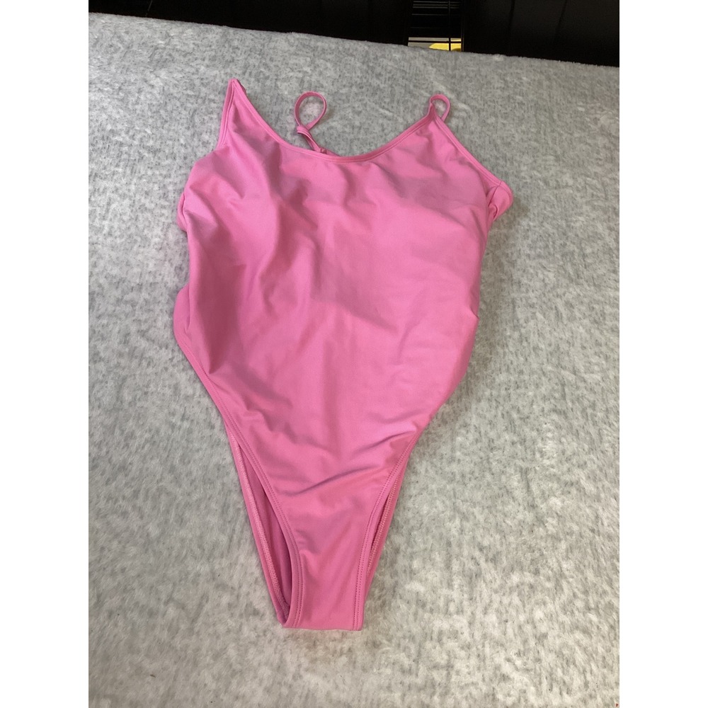 Wild Fable Pink High Cut  Swimsuit XL 16 Tie Back Scoop Neck Monokini NWOT